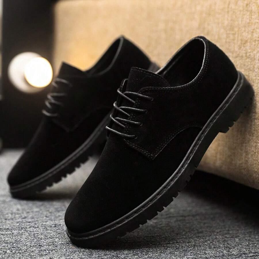 CZARNE BUTY TYPU OXFORD IMITACJA ZAMSZU