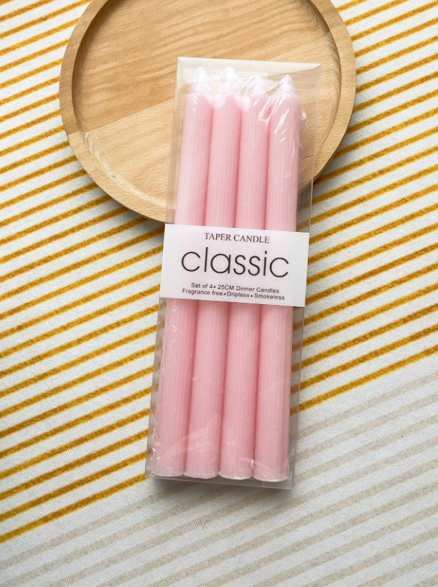 różowe świece 4-pack