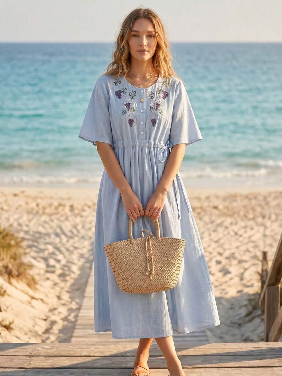 niebieska maxi sukienka