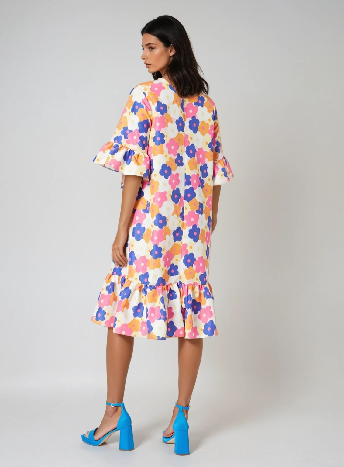 SUKIENKA FALBANA PRINT KWIATY