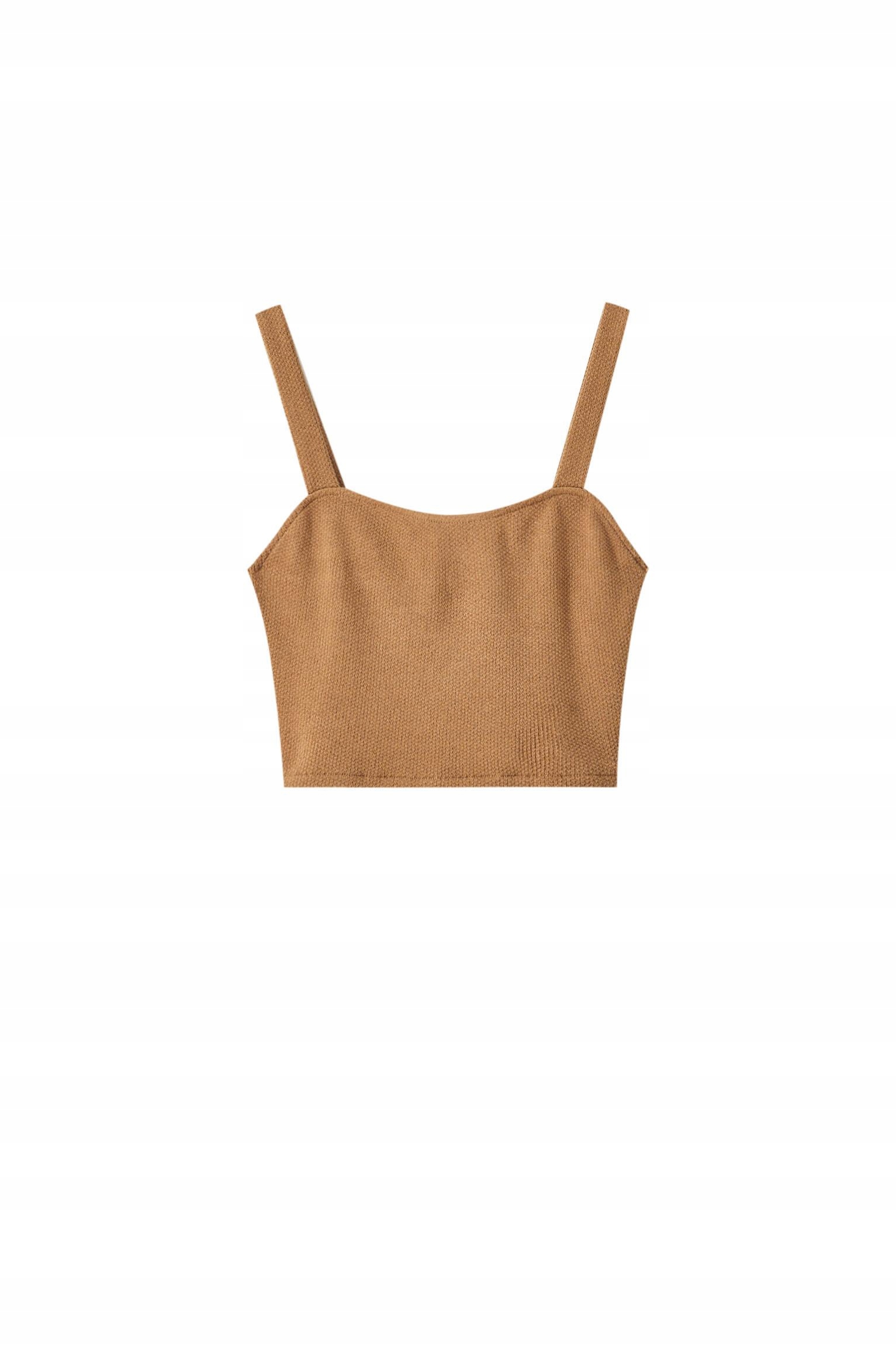 brązowy crop top dzianina