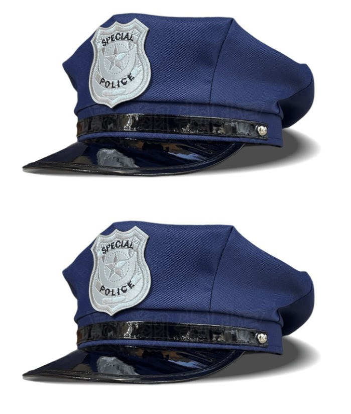 KOSTIUM GRANATOWA CZAPKA POLICJANTA 2szt.