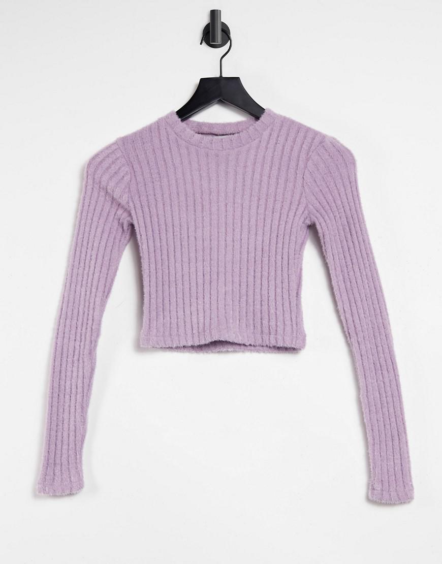 FIOLETOWY SWETER OKRĄGŁY DEKOLT