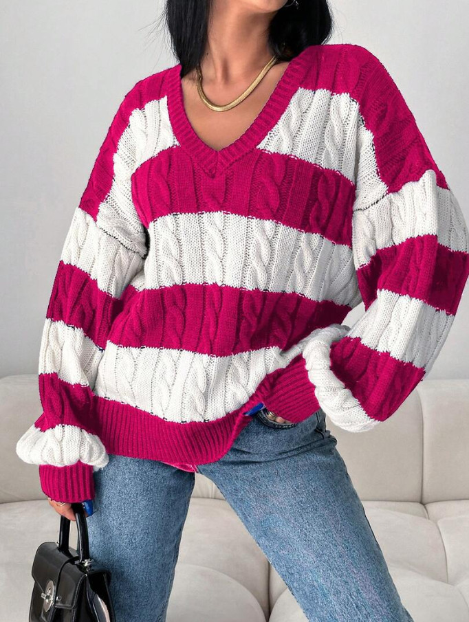 sweter wzór paski 