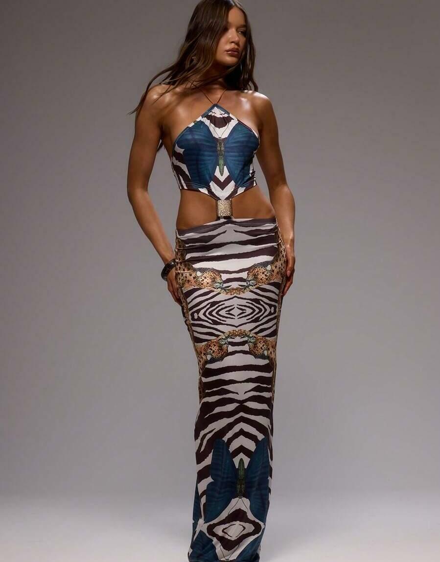 MAXI SUKIENKA ANIMAL PRINT