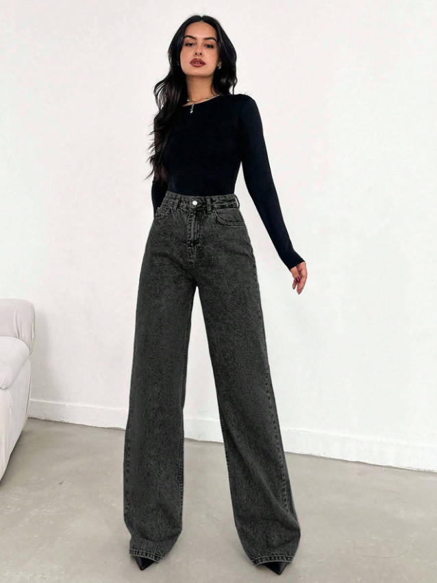 CZARNE SPODNIE JEANS