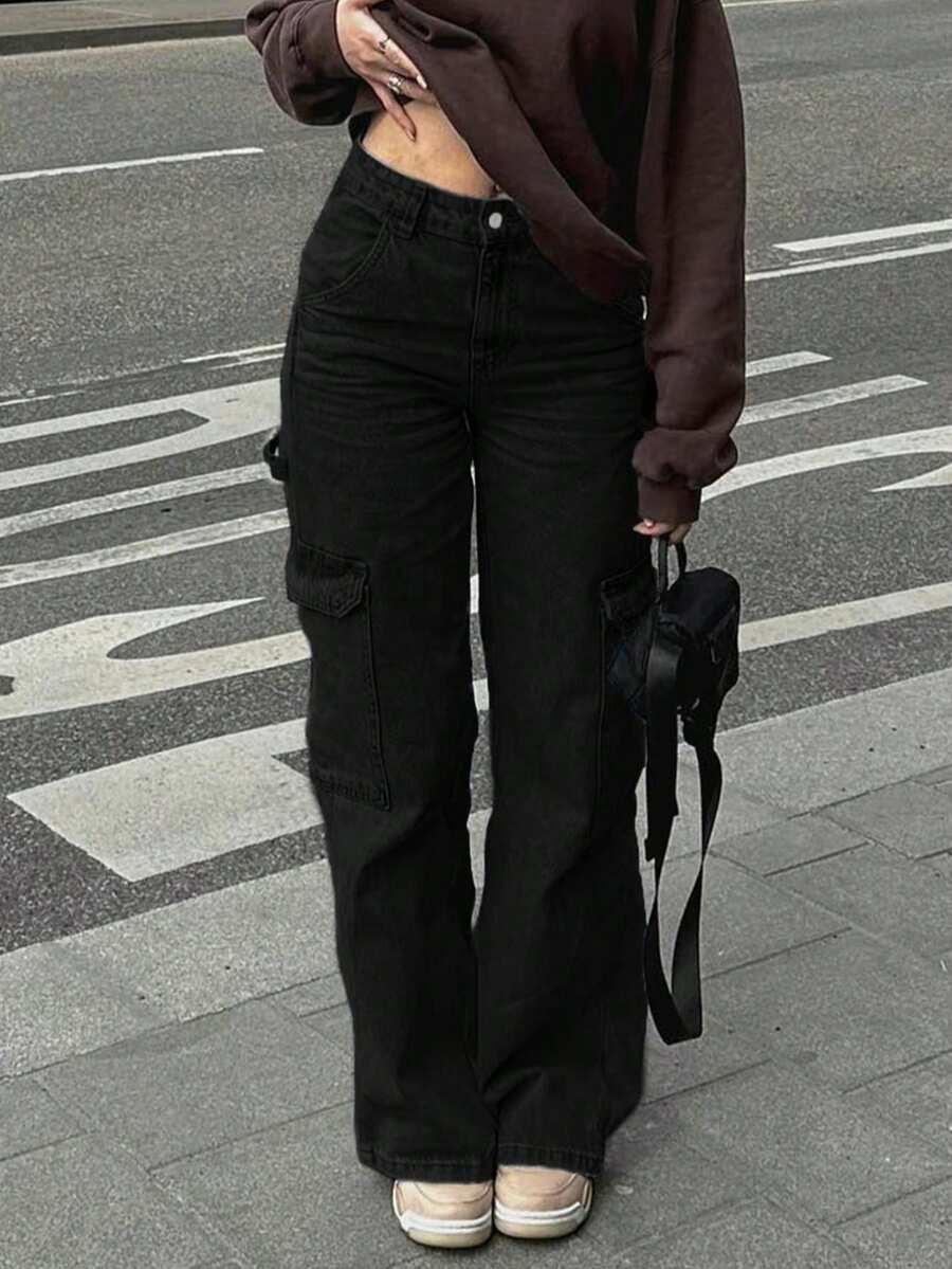 CZARNE SPODNIE JEANS