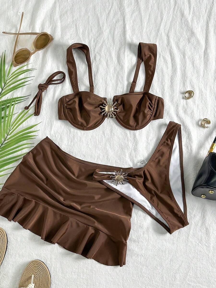 DWUCZĘŚCIOWY STRÓJ KĄPIELOWY SPÓDNICA KOMPLET