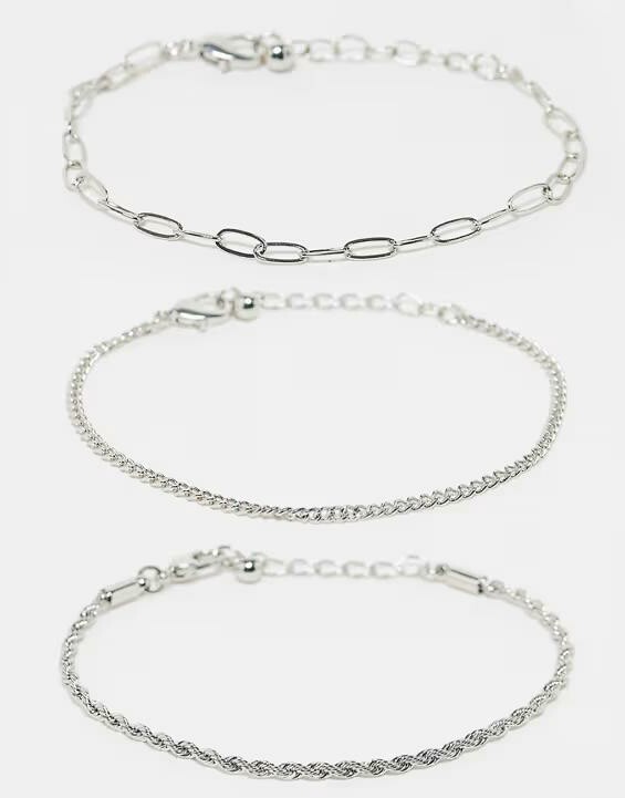 srebrne bransoletki 3-pack