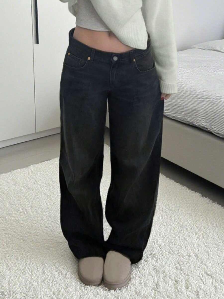 CZARNE SPODNIE JEANS