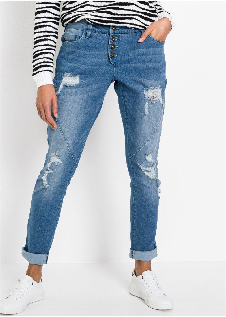 NIEBIESKIE SPODNIE JEANS RIPPED BOYFRIEND