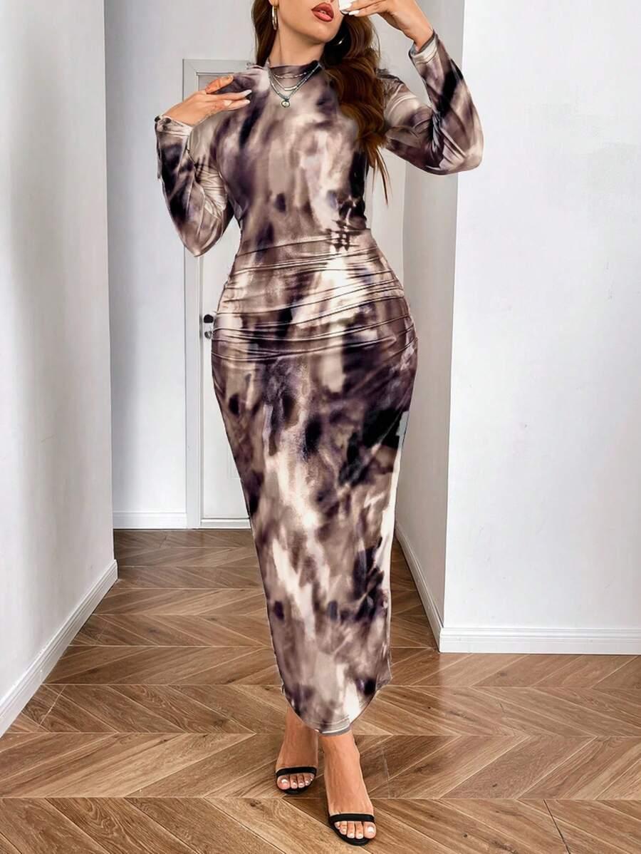 sukienka tie-dye marszczenia