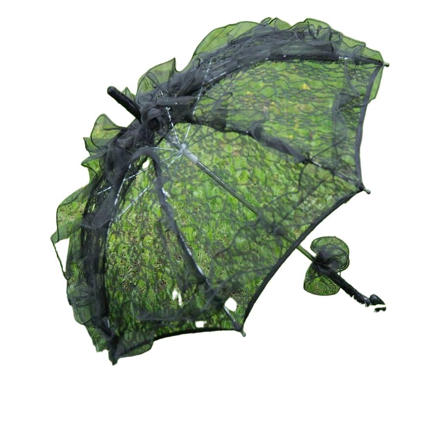 czarny parasol koronka