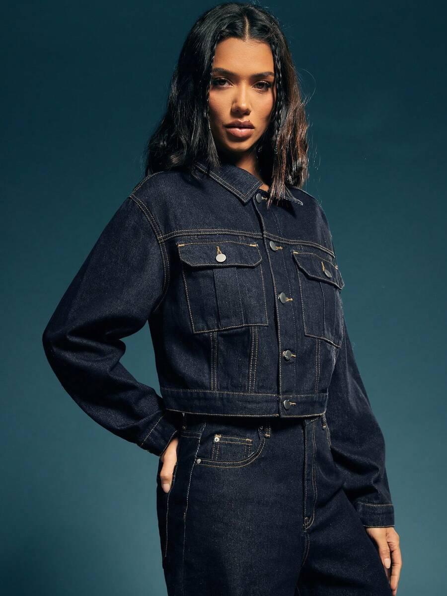 GRANATOWA KURTKA JEANS