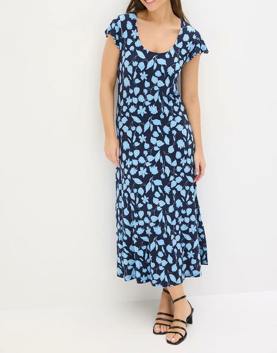 SUKIENKA DZIANINOWA MAXI PLUS SIZE Z KWIATOWYM WZOREM