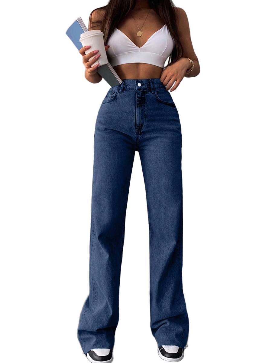 granatowe spodnie jeans