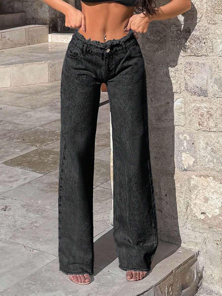 CZARNE SPODNIE JEANS