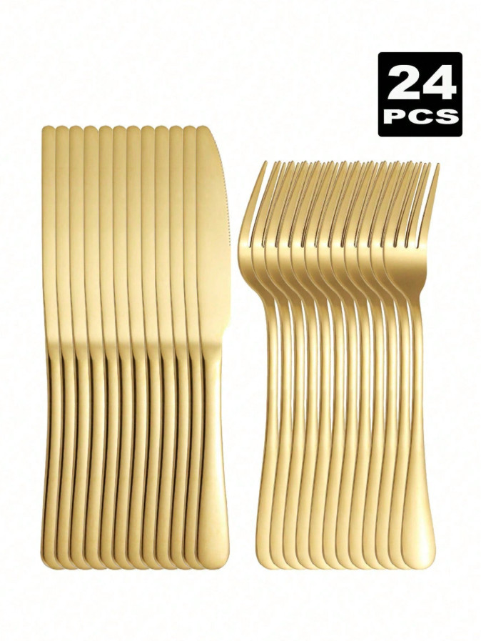 złote sztućce 24-pack