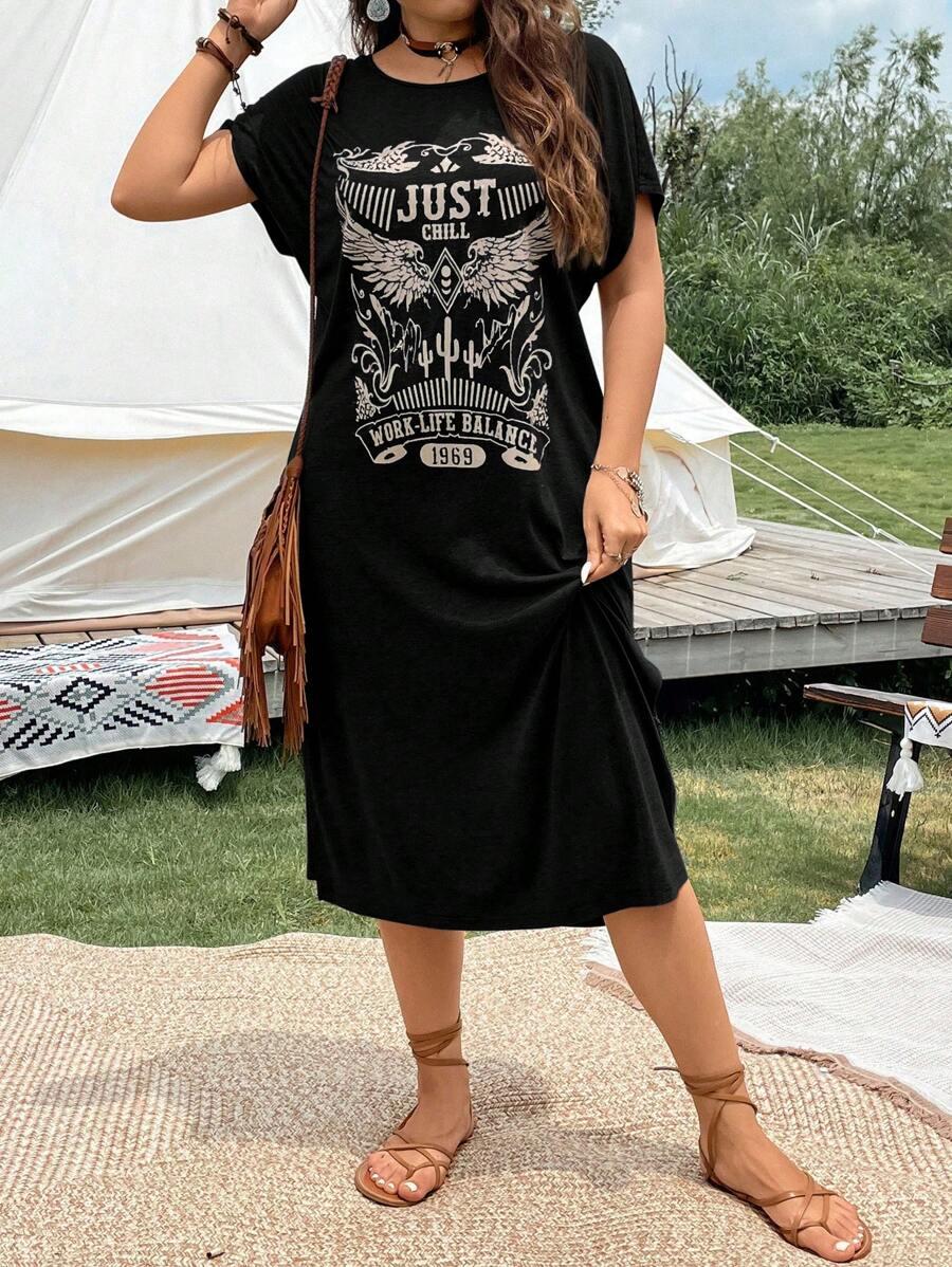 czarna midi sukienka print 