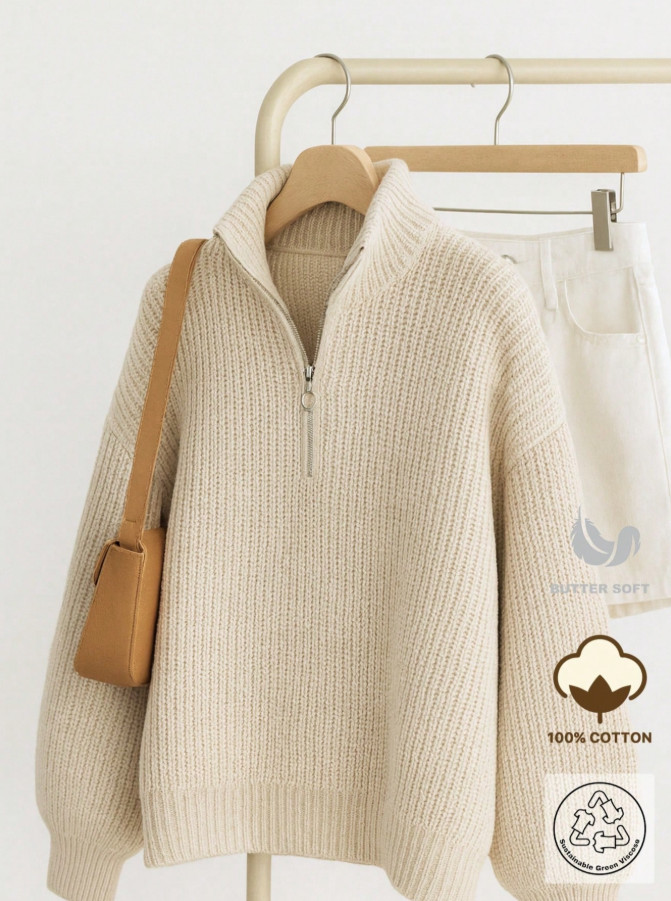 beżowy dzianinowy sweter
