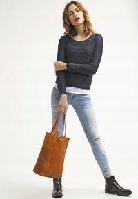 NIEBIESKI SWETER OKRĄGŁY DEKOLT 