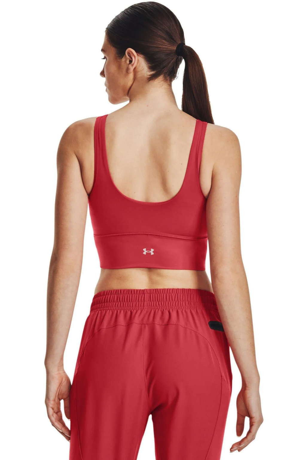 sportowy czerwony crop top ramiączka logo