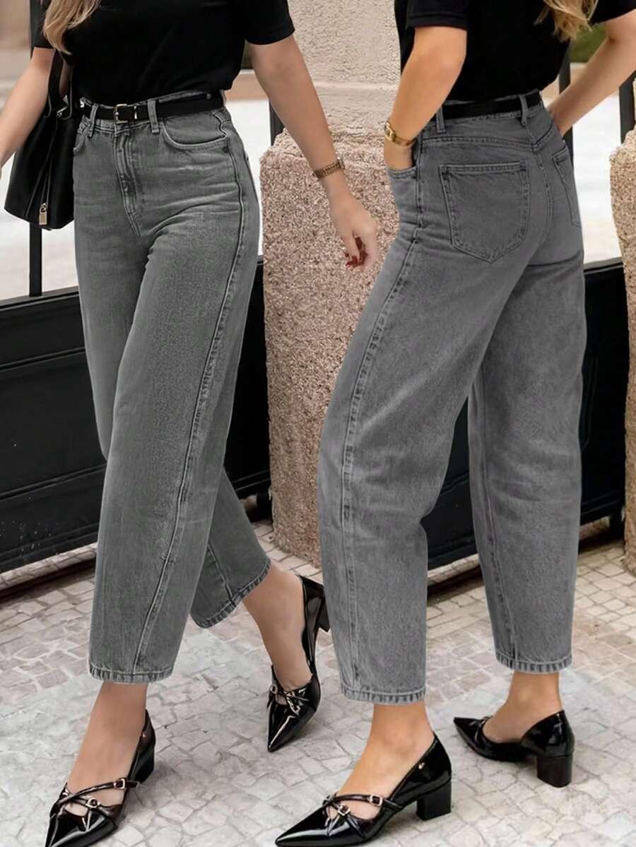 SZARE SPODNIE JEANS 7/8