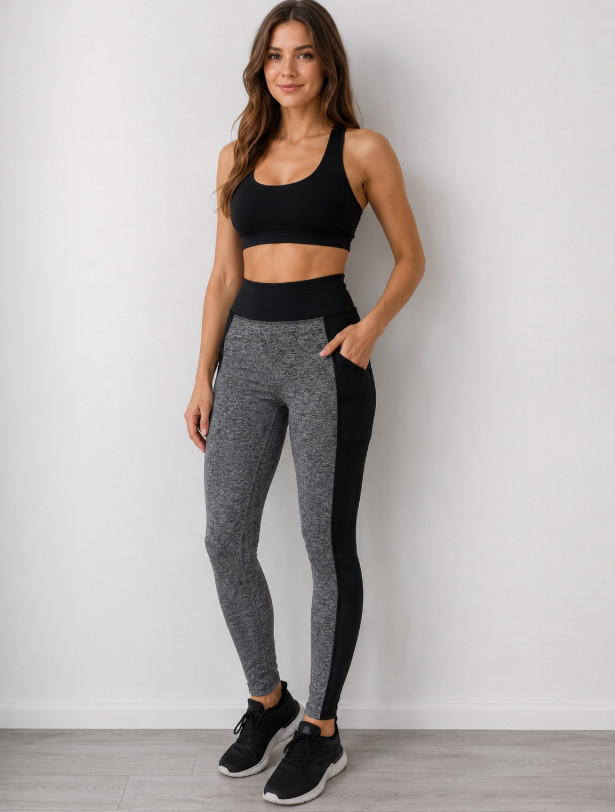 legginsy sportowe kieszonki melanż