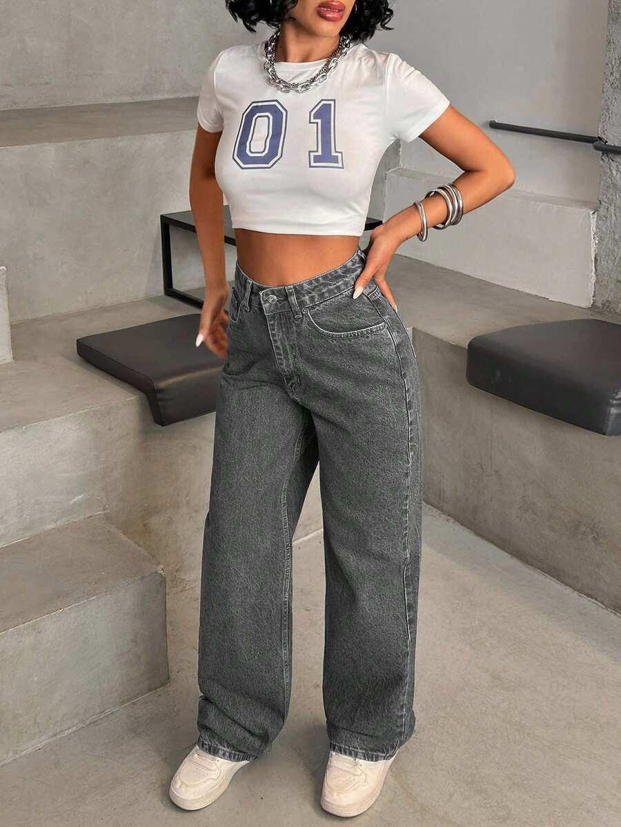 SZARE SPODNIE JEANS