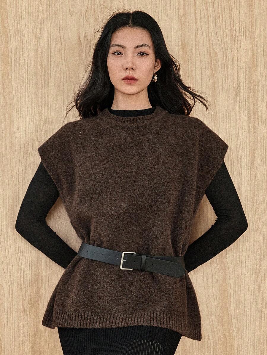 BRĄZOWA SWETER BEZ RĘKAWÓW