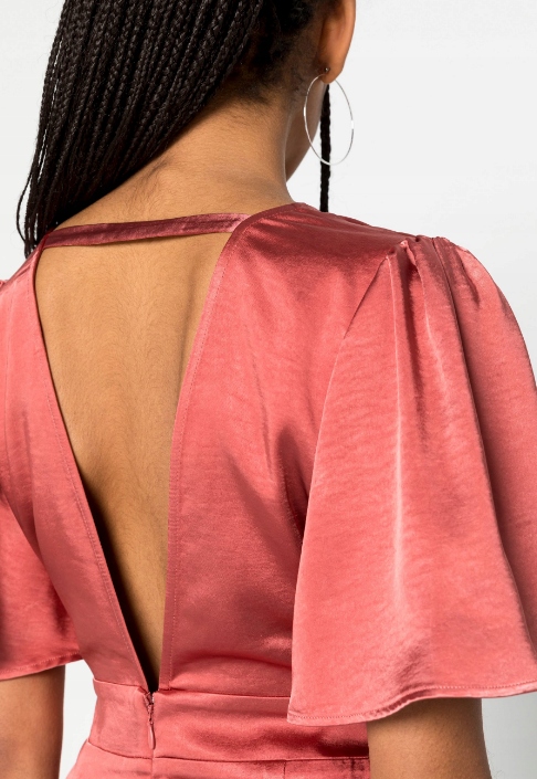 SATYNOWA MINI SUKIENKA V NECK 