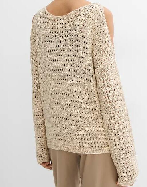 BEŻOWY SWETER AŻUROWY