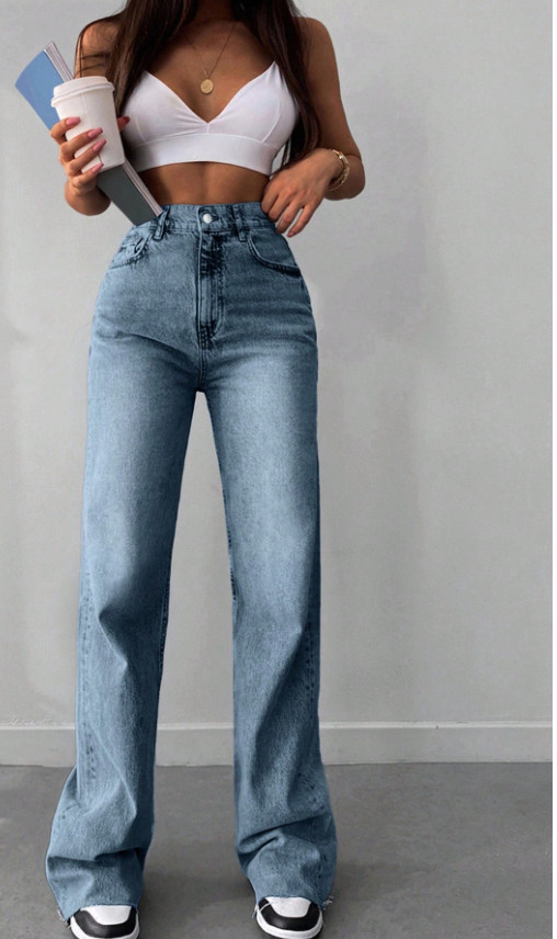 spodnie jeans wysoki stan