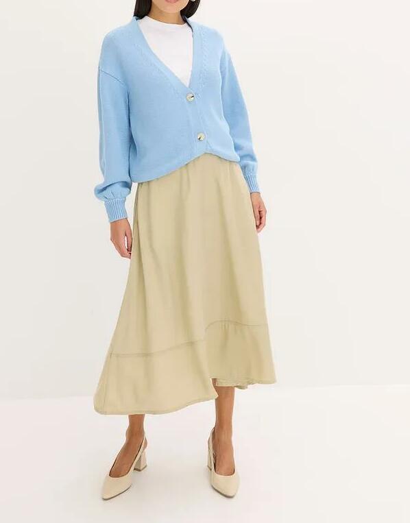 SWETER DAMSKI REGULAR V-NECK BAWEŁNIANY Z GUZIKAMI DŁUGI RĘKAW