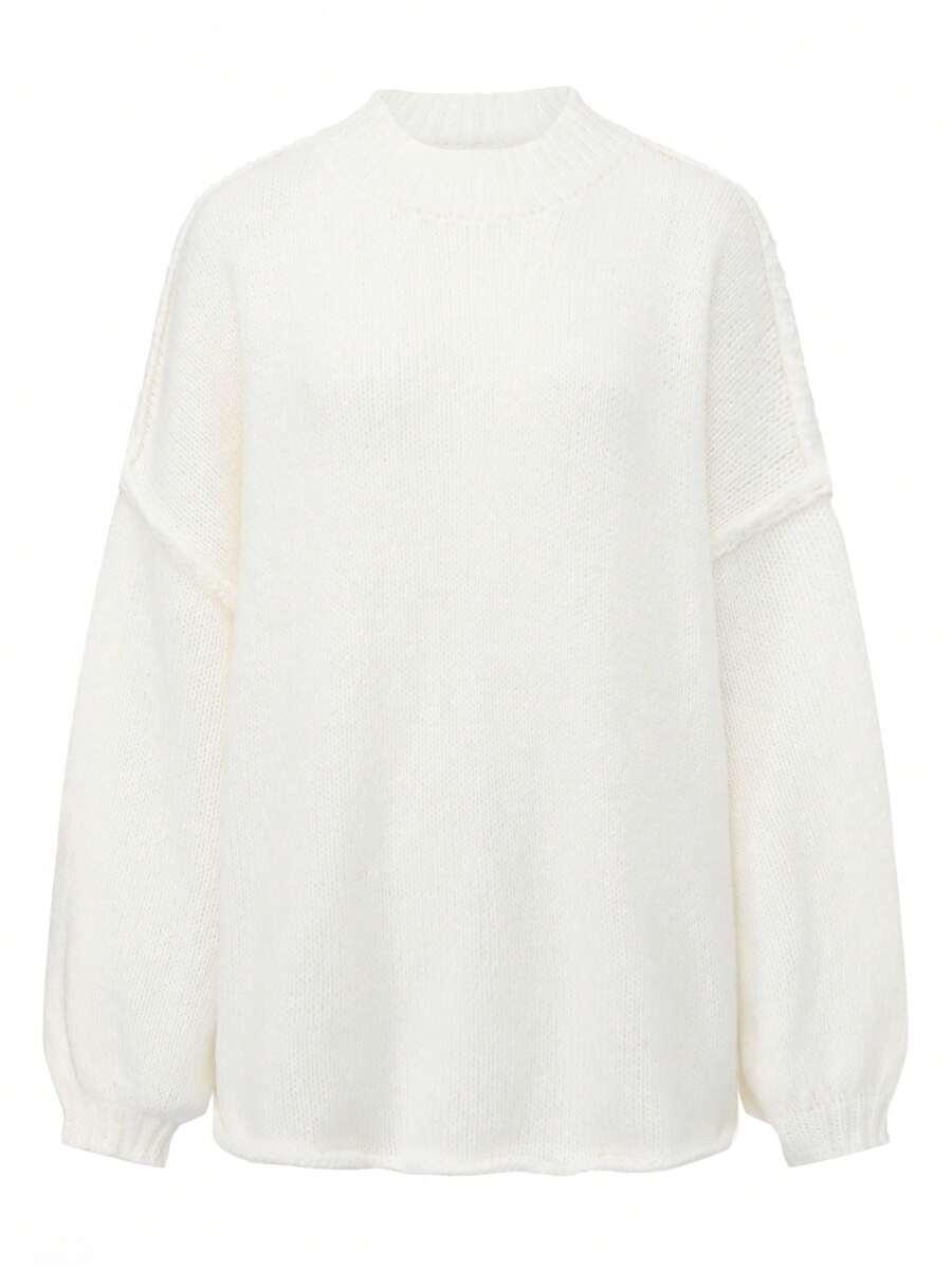 BEŻOWY SWETER DŁUGI RĘKAW