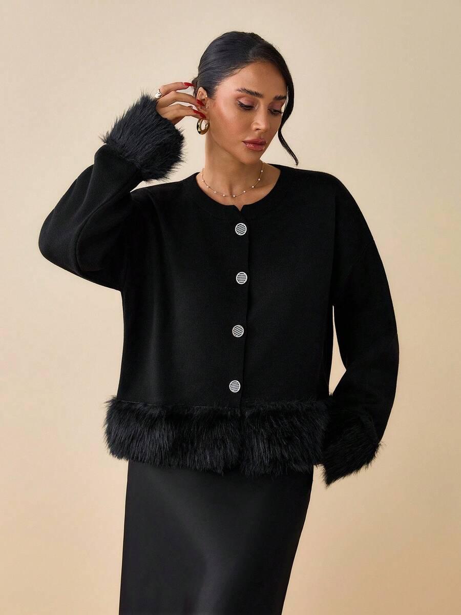 czarny sweter guziki