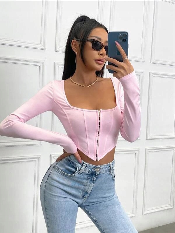 RÓŻOWY CROP TOP GORSET 