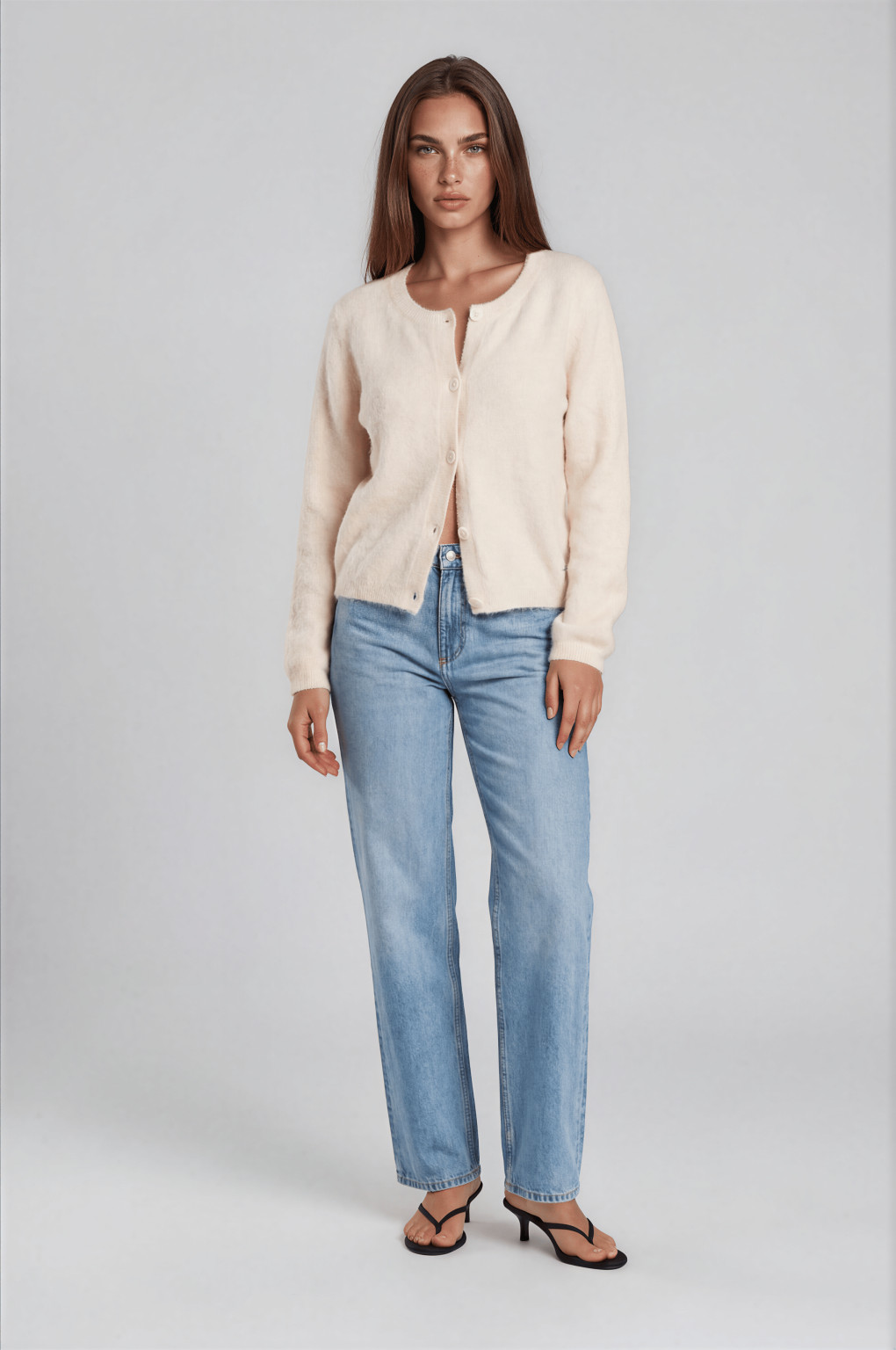 sweter kardigan angora