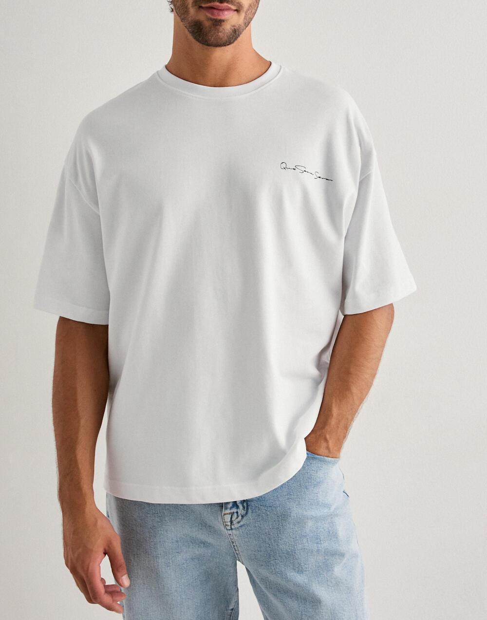 biały t-shirt oversize logo