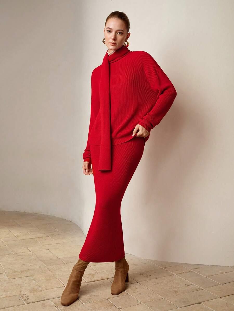 komplet sweter szalik