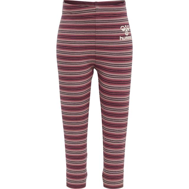 różowe legginsy w paski logo