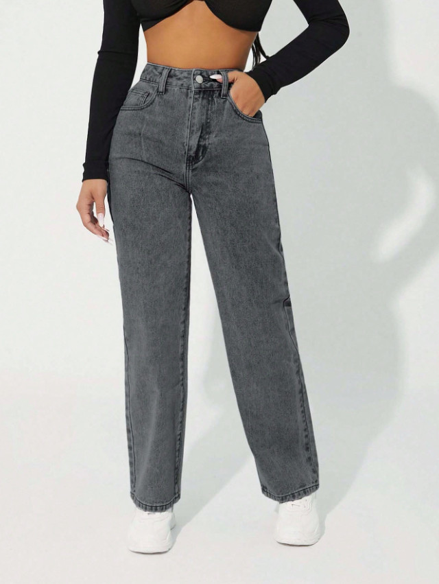 CZARNE SPODNIE JEANS WYSOKI STAN 