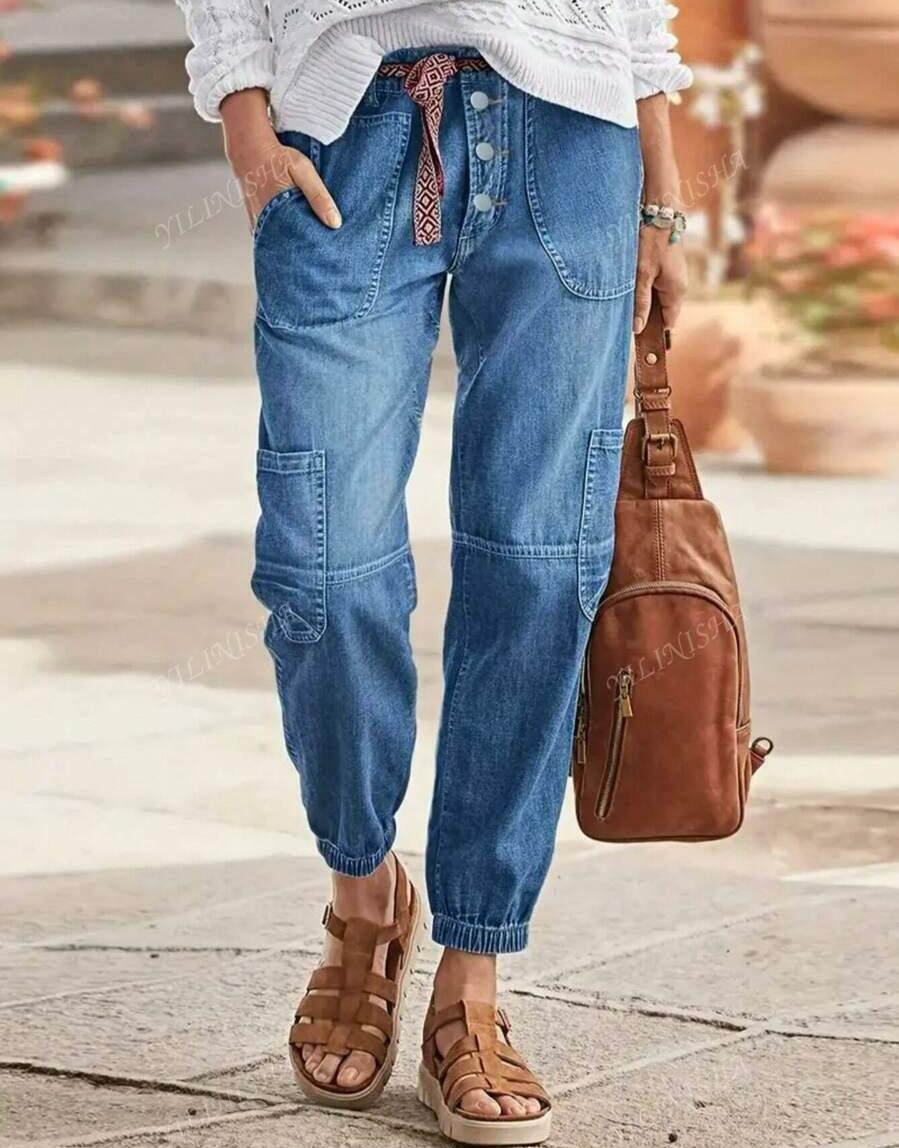 NIEBIESKIE SPODNIE JEANS KIESZENIE
