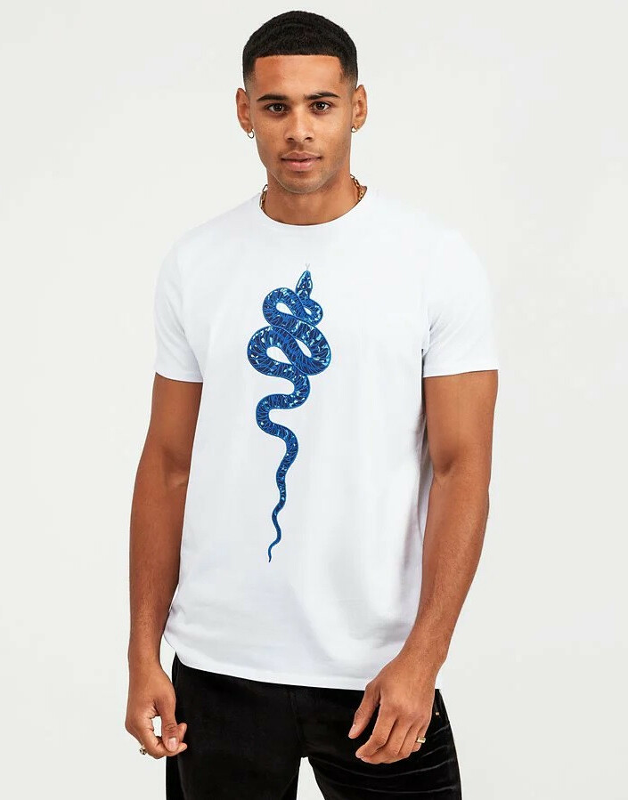 biały klasyczny t0shirt print wąż