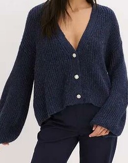 SWETER ROZPINANy Z POŁYSKUJĄCĄ NICIĄ