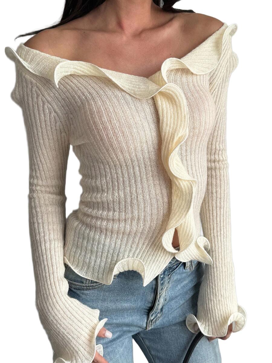 SWETER DAMSKI Z FALBANAMI 