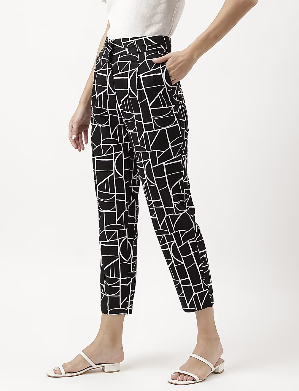 PROSTE SPODNIE PRINT T59-4173K-Y4
