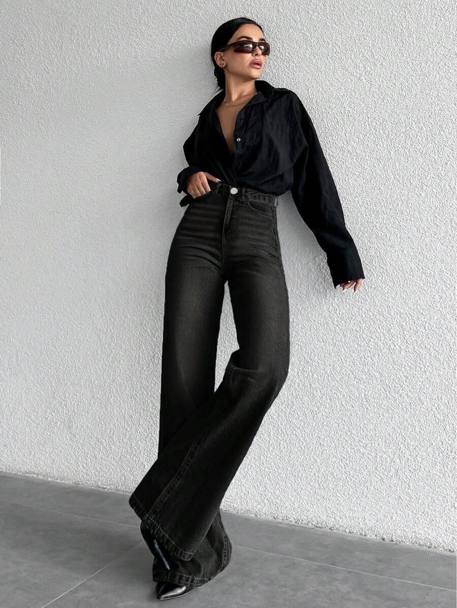 CZARNE SPODNIE JEANS