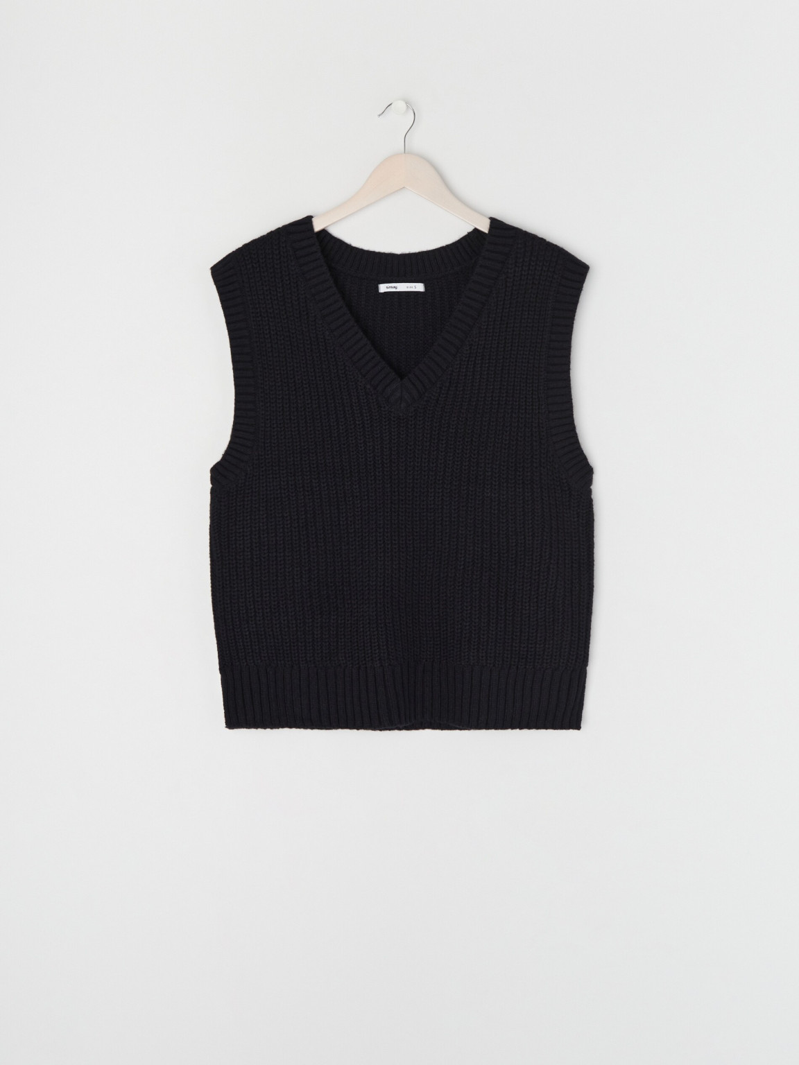 CZARNA DZIANINOWA KAMIZELKA v-neck