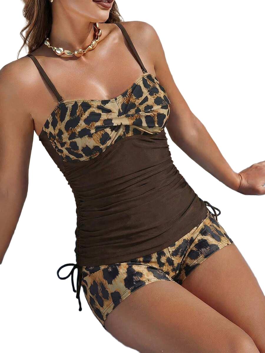 KOMPLET TANKINI Z WZOREM W PANTERKĘ